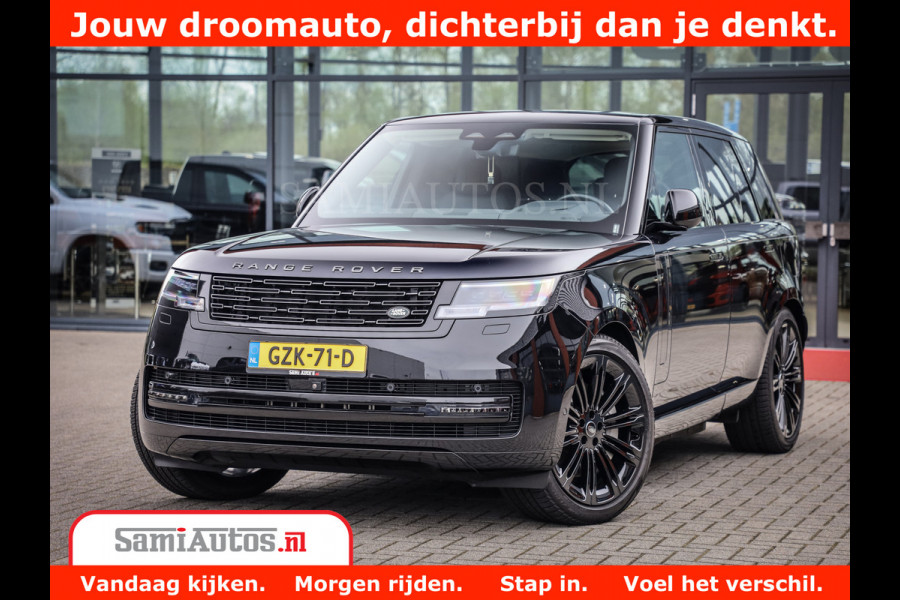 Land Rover Range Rover P550e | NIGHT | GARANTIE TOT 14-03-2029 | HEAD-UP | ACHTERAS BESTURING | SOFT CLOSE | PHEV | 23 INCH VELGEN | PANORAMADAK | STUURVERWARMING | STOEL KOELING | Fabrieksgarantie tot 14-03-2029 – Geniet van gemoedsrust met uitgebreide dekking tot deze datum. GZK-71-D