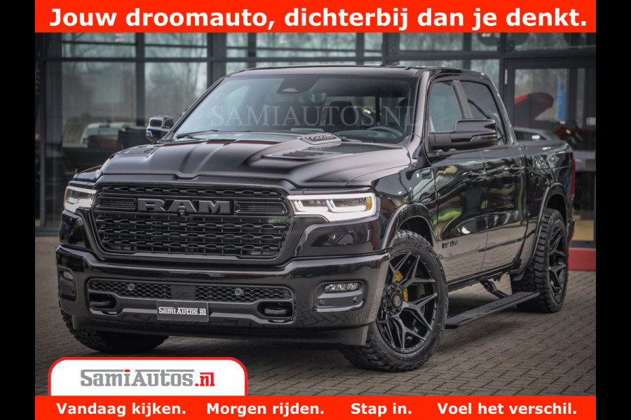 Dodge Ram 1500 Limited Night High Output 540HP 706Nm | Massage + Full Option | De Meest Luxe en Volle Pick-Up in zijn Klasse | Comfortabele Dubbele Cabine met Royale 5 Zitplaatsen | BPM vrij | Nu Leverbaar uit Voorraad | Voorraad Nr 2293 - 7688