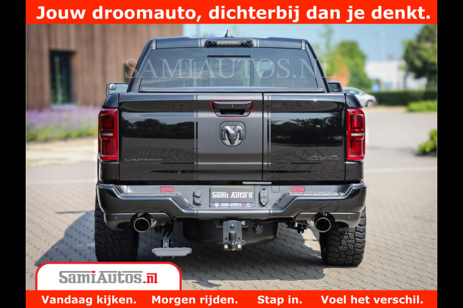 Dodge Ram 1500 Limited Night High Output 540HP 706Nm | Massage + Full Option | De Meest Luxe en Volle Pick-Up in zijn Klasse | Comfortabele Dubbele Cabine met Royale 5 Zitplaatsen | BPM vrij | Nu Leverbaar uit Voorraad | Voorraad Nr 2355 - 5149