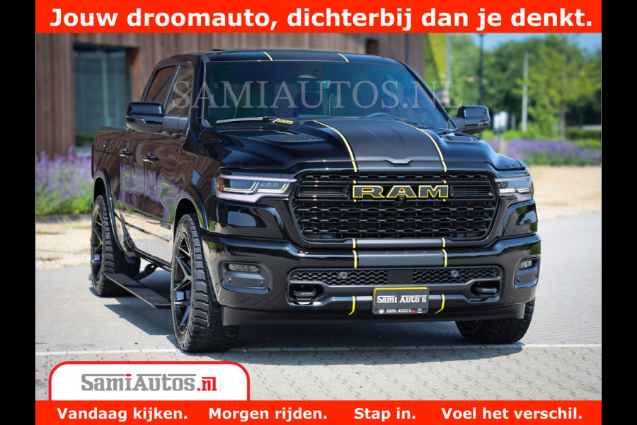 Dodge Ram 1500 Limited Night H.O 540HP 706Nm | Massage + Full Option | De Meest Luxe en Volle Pick-Up in zijn Klasse | Comfortabele Dubbele Cabine met Royale 5 Zitplaatsen | BPM vrij | Nu Leverbaar uit Voorraad | Voorraad Nr 2338 - 5404