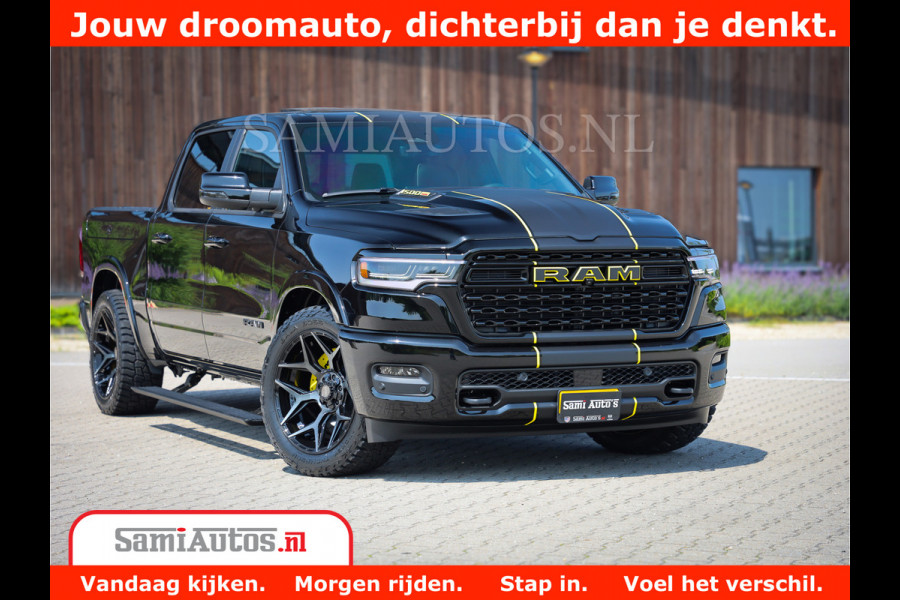 Dodge Ram 1500 Limited Night H.O 540HP 706Nm | Massage + Full Option | De Meest Luxe en Volle Pick-Up in zijn Klasse | Comfortabele Dubbele Cabine met Royale 5 Zitplaatsen | BPM vrij | Nu Leverbaar uit Voorraad | Voorraad Nr 2338 - 5404