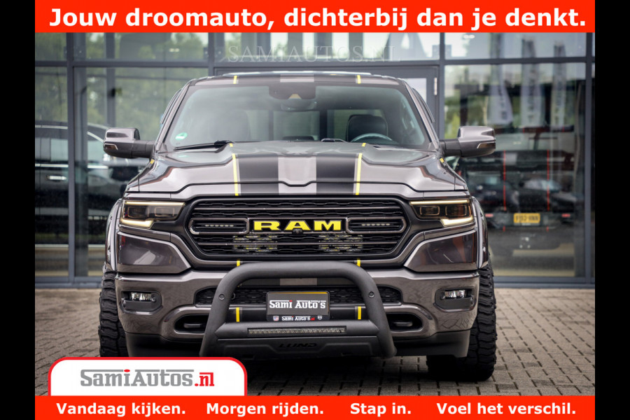 Dodge Ram 1500 LIMITED CUSTOM | FULL OPTION | LUCHT REMSYSTEEM | LUCHT VERING | 360 CAM | 200L LPG | PANORAMA | 4X4 V8 5.7 | 3500KG | MEMORY | WIDE BODYKIT | AMBILIGHT | MICKEY THOMPSON BANDEN |