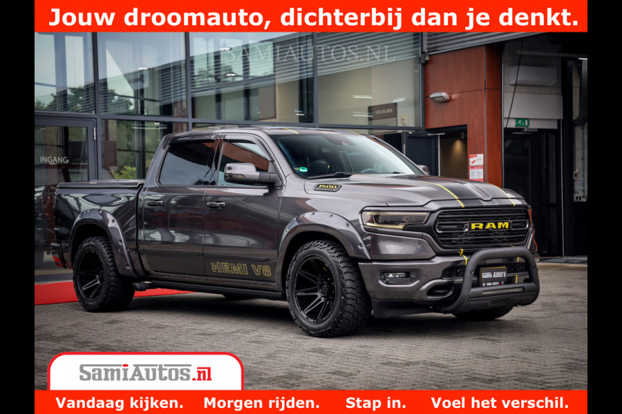 Dodge Ram 1500 LIMITED CUSTOM | FULL OPTION | LUCHT REMSYSTEEM | LUCHT VERING | 360 CAM | 200L LPG | PANORAMA | 4X4 V8 5.7 | 3500KG | MEMORY | WIDE BODYKIT | AMBILIGHT | MICKEY THOMPSON BANDEN |