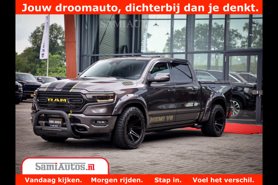 Dodge Ram 1500 LIMITED CUSTOM | FULL OPTION | LUCHT REMSYSTEEM | LUCHT VERING | 360 CAM | 200L LPG | PANORAMA | 4X4 V8 5.7 | 3500KG | MEMORY | WIDE BODYKIT | AMBILIGHT | MICKEY THOMPSON BANDEN |