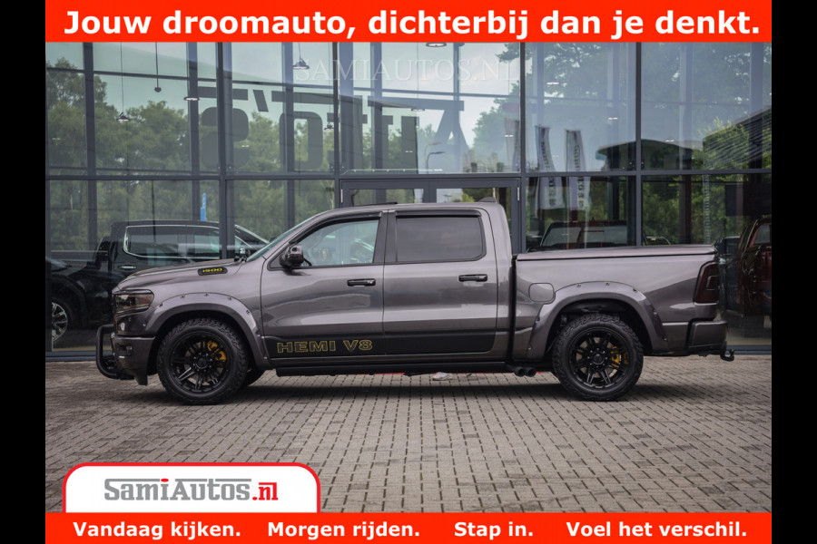 Dodge Ram 1500 LIMITED CUSTOM | FULL OPTION | LUCHT REMSYSTEEM | LUCHT VERING | 360 CAM | 200L LPG | PANORAMA | 4X4 V8 5.7 | 3500KG | MEMORY | WIDE BODYKIT | AMBILIGHT | MICKEY THOMPSON BANDEN |