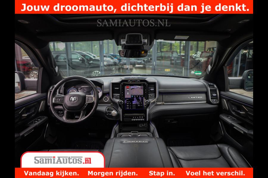 Dodge Ram 1500 LIMITED CUSTOM | FULL OPTION | LUCHT REMSYSTEEM | LUCHT VERING | 360 CAM | 200L LPG | PANORAMA | 4X4 V8 5.7 | 3500KG | MEMORY | WIDE BODYKIT | AMBILIGHT | MICKEY THOMPSON BANDEN |