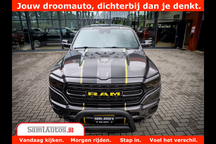 Dodge Ram 1500 LIMITED CUSTOM | FULL OPTION | LUCHT REMSYSTEEM | LUCHT VERING | 360 CAM | 200L LPG | PANORAMA | 4X4 V8 5.7 | 3500KG | MEMORY | WIDE BODYKIT | AMBILIGHT | MICKEY THOMPSON BANDEN |