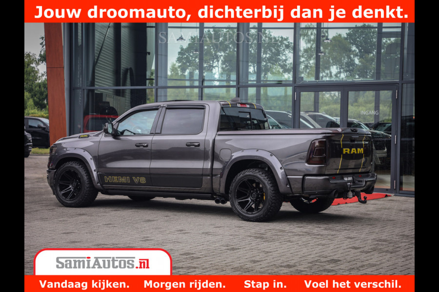 Dodge Ram 1500 LIMITED CUSTOM | FULL OPTION | LUCHT REMSYSTEEM | LUCHT VERING | 360 CAM | 200L LPG | PANORAMA | 4X4 V8 5.7 | 3500KG | MEMORY | WIDE BODYKIT | AMBILIGHT | MICKEY THOMPSON BANDEN |
