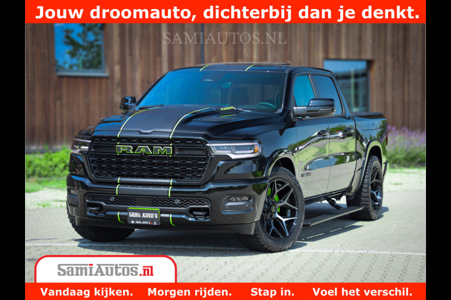 Dodge Ram 1500 Limited Night High Output 540HP 706Nm | Massage + Full Option | De Meest Luxe en Volle Pick-Up in zijn Klasse | Comfortabele Dubbele Cabine met Royale 5 Zitplaatsen | BPM vrij | Nu Leverbaar uit Voorraad | Voorraad Nr 2300 - 7689