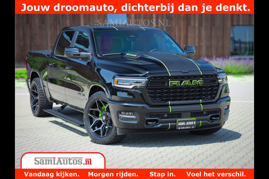 Dodge Ram 1500 Limited Night High Output 540HP 706Nm | Massage + Full Option | De Meest Luxe en Volle Pick-Up in zijn Klasse | Comfortabele Dubbele Cabine met Royale 5 Zitplaatsen | BPM vrij | Nu Leverbaar uit Voorraad | Voorraad Nr 2300 - 7689