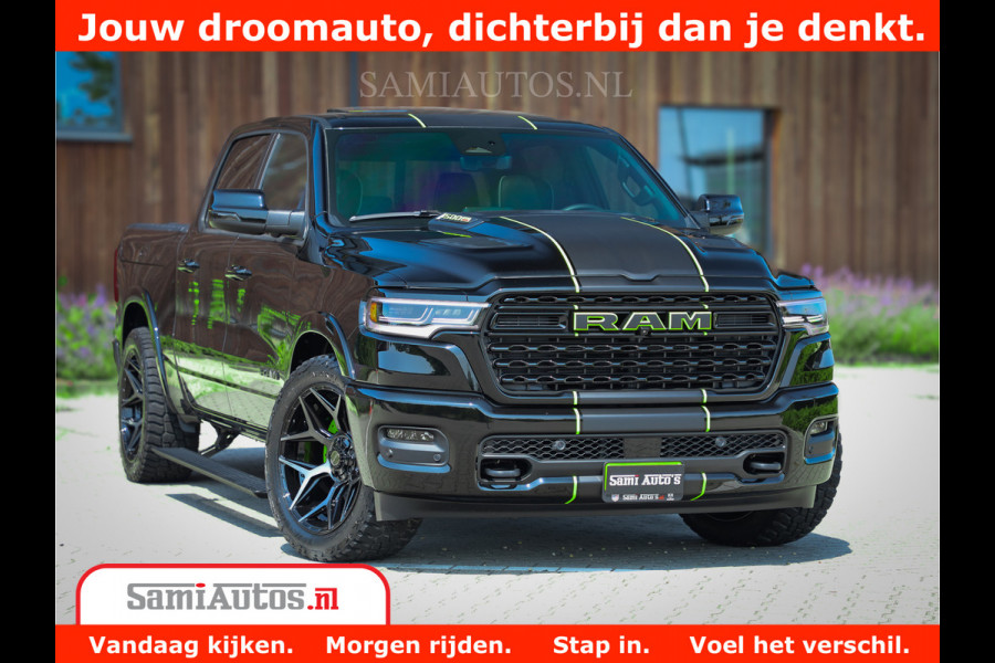 Dodge Ram 1500 Limited Night High Output 540HP 706Nm | Massage + Full Option | De Meest Luxe en Volle Pick-Up in zijn Klasse | Comfortabele Dubbele Cabine met Royale 5 Zitplaatsen | BPM vrij | Nu Leverbaar uit Voorraad | Voorraad Nr 2300 - 7689