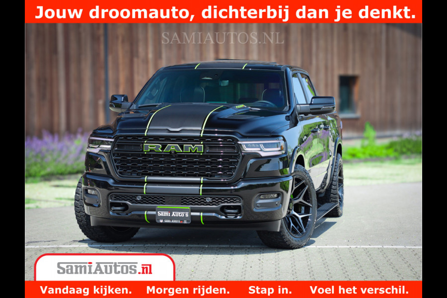 Dodge Ram 1500 Limited Night High Output 540HP 706Nm | Massage + Full Option | De Meest Luxe en Volle Pick-Up in zijn Klasse | Comfortabele Dubbele Cabine met Royale 5 Zitplaatsen | BPM vrij | Nu Leverbaar uit Voorraad | Voorraad Nr 2300 - 7689