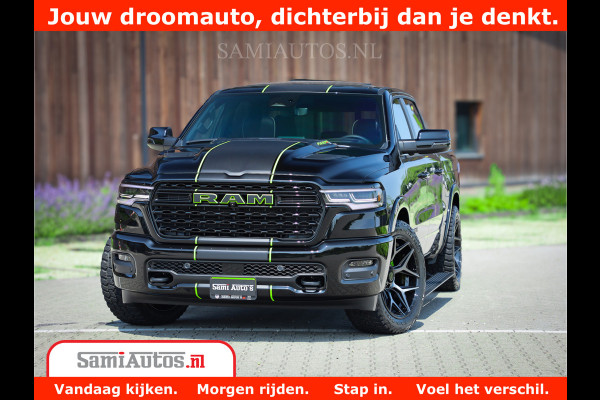 Dodge Ram 1500 Limited Night High Output 540HP 706Nm | Massage + Full Option | De Meest Luxe en Volle Pick-Up in zijn Klasse | Comfortabele Dubbele Cabine met Royale 5 Zitplaatsen | BPM vrij | Nu Leverbaar uit Voorraad | Voorraad Nr 2300 - 7689