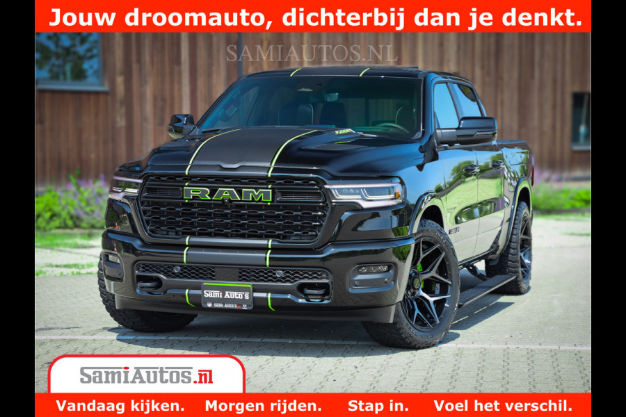 Dodge Ram 1500 Limited Night High Output 540HP 706Nm | Massage + Full Option | De Meest Luxe en Volle Pick-Up in zijn Klasse | Comfortabele Dubbele Cabine met Royale 5 Zitplaatsen | BPM vrij | Nu Leverbaar uit Voorraad | Voorraad Nr 2300 - 7689
