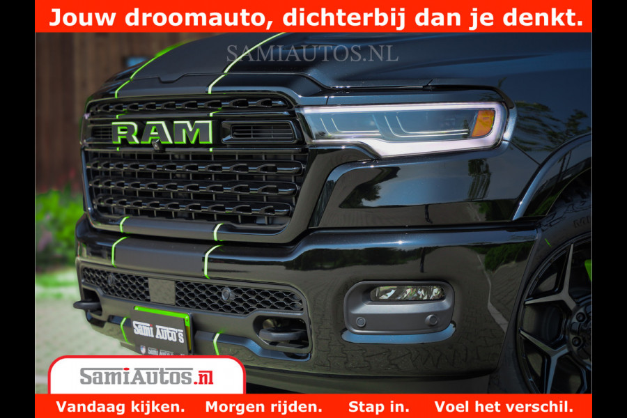 Dodge Ram 1500 Limited Night High Output 540HP 706Nm | Massage + Full Option | De Meest Luxe en Volle Pick-Up in zijn Klasse | Comfortabele Dubbele Cabine met Royale 5 Zitplaatsen | BPM vrij | Nu Leverbaar uit Voorraad | Voorraad Nr 2300 - 7689