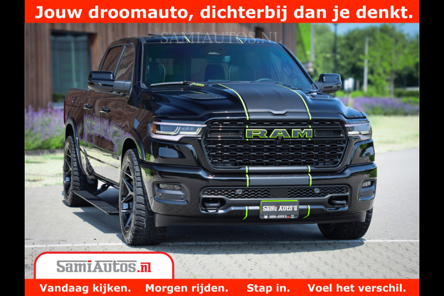 Dodge Ram 1500 Limited Night High Output 540HP 706Nm | Massage + Full Option | De Meest Luxe en Volle Pick-Up in zijn Klasse | Comfortabele Dubbele Cabine met Royale 5 Zitplaatsen | BPM vrij | Nu Leverbaar uit Voorraad | Voorraad Nr 2300 - 7689
