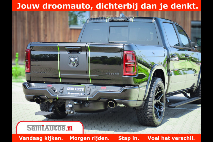 Dodge Ram 1500 Limited Night High Output 540HP 706Nm | Massage + Full Option | De Meest Luxe en Volle Pick-Up in zijn Klasse | Comfortabele Dubbele Cabine met Royale 5 Zitplaatsen | BPM vrij | Nu Leverbaar uit Voorraad | Voorraad Nr 2300 - 7689