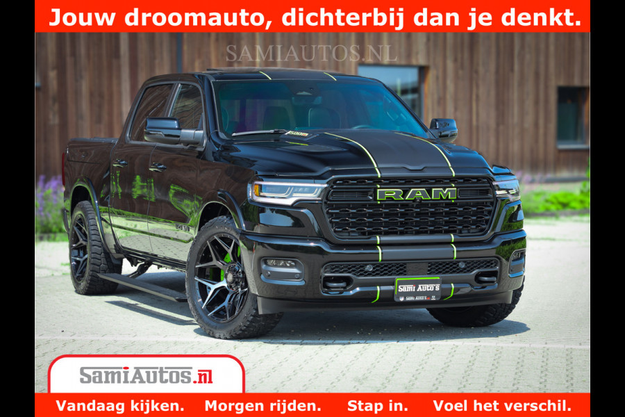 Dodge Ram 1500 Limited Night High Output 540HP 706Nm | Massage + Full Option | De Meest Luxe en Volle Pick-Up in zijn Klasse | Comfortabele Dubbele Cabine met Royale 5 Zitplaatsen | BPM vrij | Nu Leverbaar uit Voorraad | Voorraad Nr 2300 - 7689