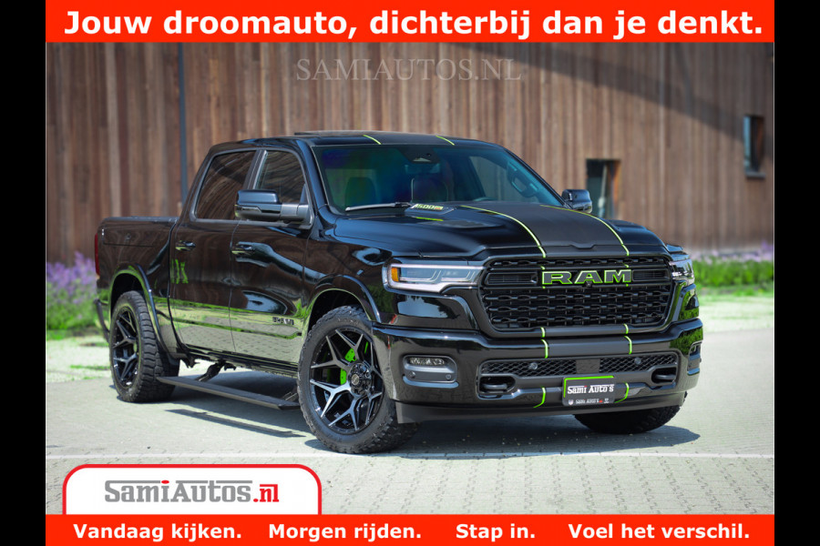 Dodge Ram 1500 Limited Night High Output 540HP 706Nm | Massage + Full Option | De Meest Luxe en Volle Pick-Up in zijn Klasse | Comfortabele Dubbele Cabine met Royale 5 Zitplaatsen | BPM vrij | Nu Leverbaar uit Voorraad | Voorraad Nr 2300 - 7689