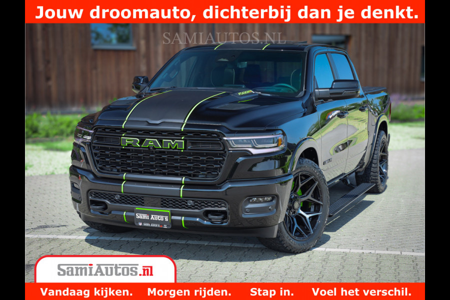 Dodge Ram 1500 Limited Night High Output 540HP 706Nm | Massage + Full Option | De Meest Luxe en Volle Pick-Up in zijn Klasse | Comfortabele Dubbele Cabine met Royale 5 Zitplaatsen | BPM vrij | Nu Leverbaar uit Voorraad | Voorraad Nr 2300 - 7689