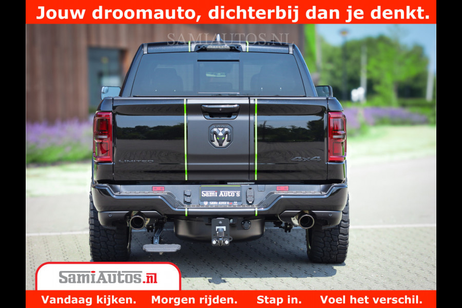 Dodge Ram 1500 Limited Night High Output 540HP 706Nm | Massage + Full Option | De Meest Luxe en Volle Pick-Up in zijn Klasse | Comfortabele Dubbele Cabine met Royale 5 Zitplaatsen | BPM vrij | Nu Leverbaar uit Voorraad | Voorraad Nr 2300 - 7689