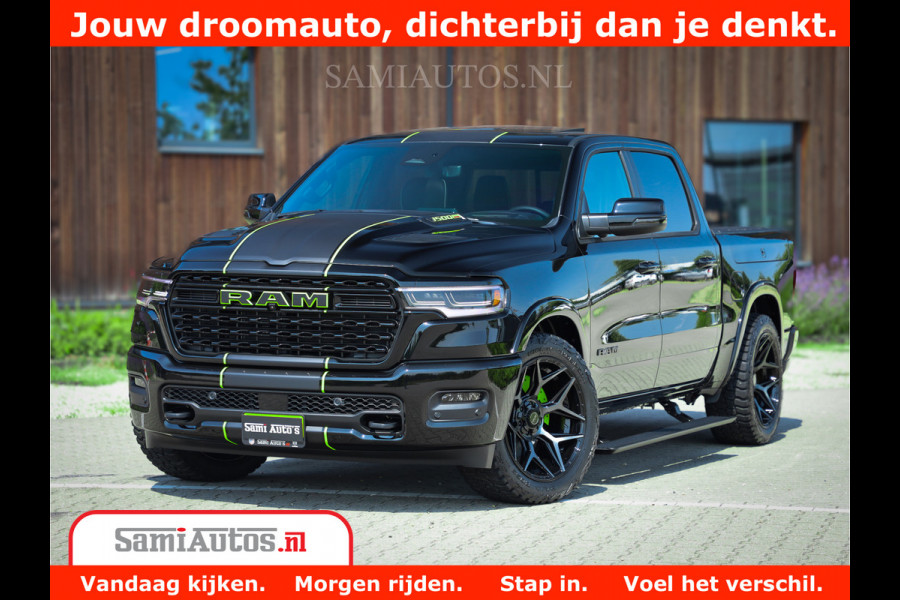 Dodge Ram 1500 Limited Night High Output 540HP 706Nm | Massage + Full Option | De Meest Luxe en Volle Pick-Up in zijn Klasse | Comfortabele Dubbele Cabine met Royale 5 Zitplaatsen | BPM vrij | Nu Leverbaar uit Voorraad | Voorraad Nr 2300 - 7689