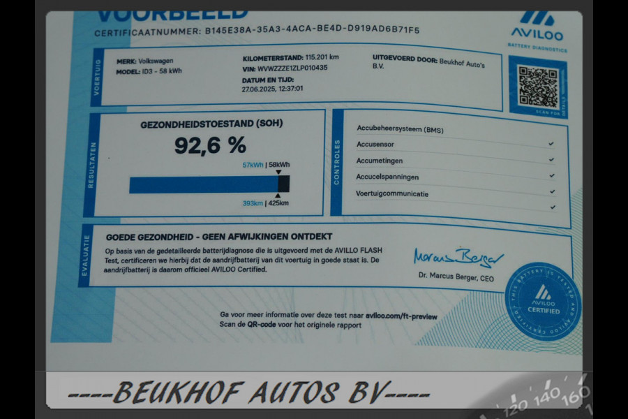 Volkswagen ID.3 First Plus 58 kWh Soh 92.6% Carplay Navi Cam