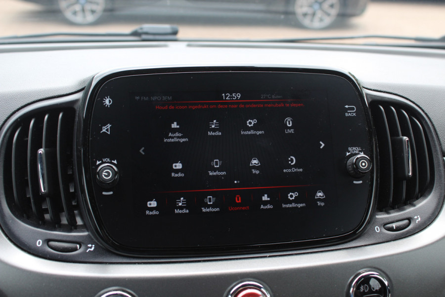 Fiat 500 1.2 Lounge / Apple CarPlay / Half leder / Parkeerhulp achter / 15'' / Beats / DAB / Bluetooth / Cruise Control / Getint glas