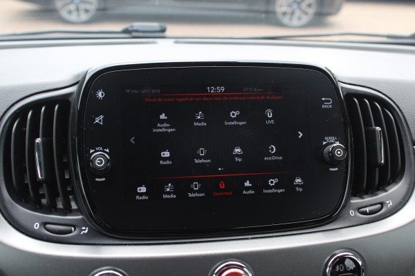 Fiat 500 1.2 Lounge / Apple CarPlay / Half leder / Parkeerhulp achter / 15'' / Beats / DAB / Bluetooth / Cruise Control / Getint glas
