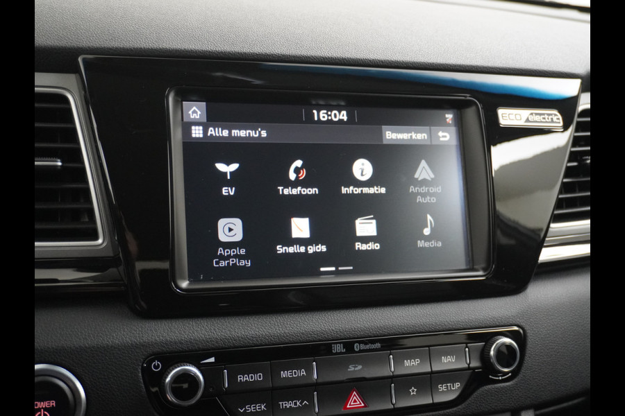Kia e-Niro 64kWh 204PK Leder Camera Adaptive-Cruise Warmtepomp Apple Carplay Android Auto Navi Ecc DAB Pdc Executive-Line Stoel Verwarming/ Keyless Led Achterbank+Stuur Verwarming Dodehoek assistent Regen-Lichtsensor JBL-Soundsystem Bluetooth Draadloze tel.lader Lmv 17" 1e Eigenaar! Krachtige en zuinige aandrijflijn met grootste accu! €45.000 Nieuw