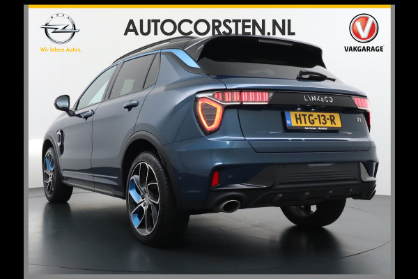 Lynk & Co 01 1.5 PHEV AUT-7 261pk Pano-Schuif-K-dak 20" 360°Camera Apple Carplay Android Auto Adaptive-Cr NaviPdc-a+v Ecc Keyless Led M-BuxPl Elek.Memory.Stoel File assistent Dodehoek detector Elektrisch bedienbare achterklep Rijstrooksensor Wifi Verkeersbord detectie 425Nm koppel 3,6kw laadvermogen A-label Euro 6 Hybride Benzine / Elektrisch rijden tot ca 69km  1800kg trekvermogen