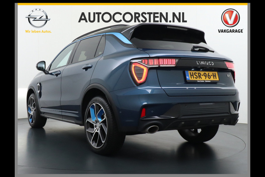 Lynk & Co 01 1.5 PHEV AUT-7 261pk Pano-Schuif-K-dak 20" 360°Camera Apple Carplay Android Auto Adaptive-Cr NaviPdc-a+v Ecc Keyless Led M-BuxPl Elek.Memory.Stoel File assistent Dodehoek detector Elektrisch bedienbare achterklep Rijstrooksensor Wifi Verkeersbord detectie 425Nm koppel 3,6kw laadvermogen A-label Euro 6 Hybride Benzine / Elektrisch rijden tot ca 69km  1800kg trekvermogen