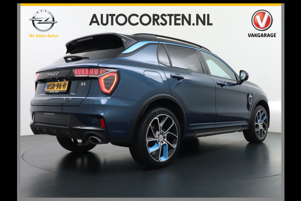 Lynk & Co 01 1.5 PHEV AUT-7 261pk Pano-Schuif-K-dak 20" 360°Camera Apple Carplay Android Auto Adaptive-Cr NaviPdc-a+v Ecc Keyless Led M-BuxPl Elek.Memory.Stoel File assistent Dodehoek detector Elektrisch bedienbare achterklep Rijstrooksensor Wifi Verkeersbord detectie 425Nm koppel 3,6kw laadvermogen A-label Euro 6 Hybride Benzine / Elektrisch rijden tot ca 69km  1800kg trekvermogen