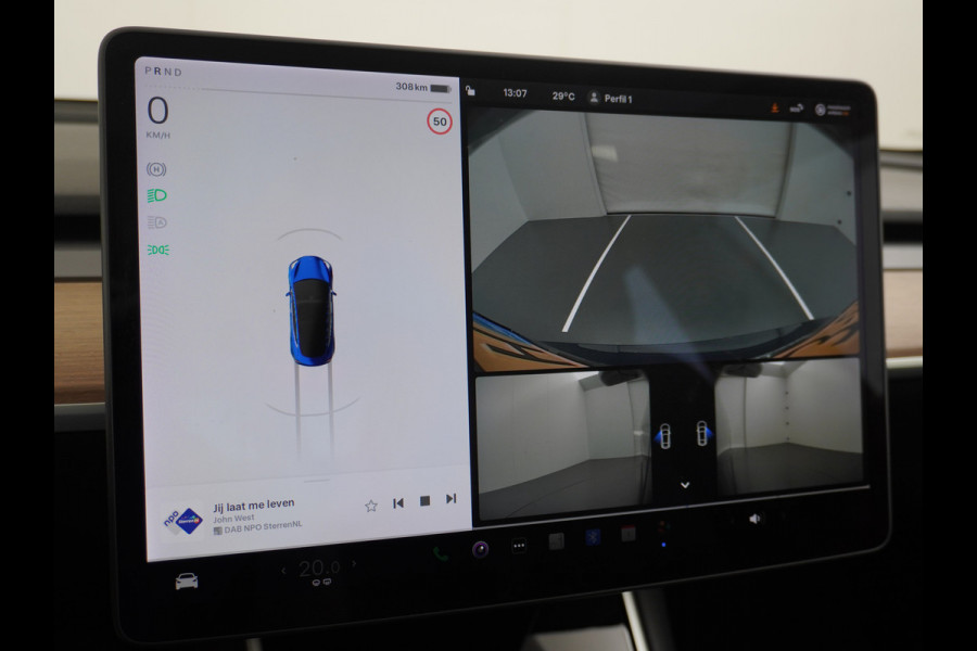 Tesla Model 3 RWD SR+ 60kWh 325PK Trekhaak FSD 3-Computer 18" AutoPilot Leder PanoDak Adaptive-Cruise Lmv Camera's Elektr.-Stuur+Stoelen+Spieg Navi LED Comfortstoelen ACC DAB Voorverwarmen interieur via App Keyless via Telefoonsleutel One-Pedal-Drive Origineel Nederlandse auto tot 11kw laden thuis! 1.584kg licht! Accu Garantie tot 16-03-2028/160.000km