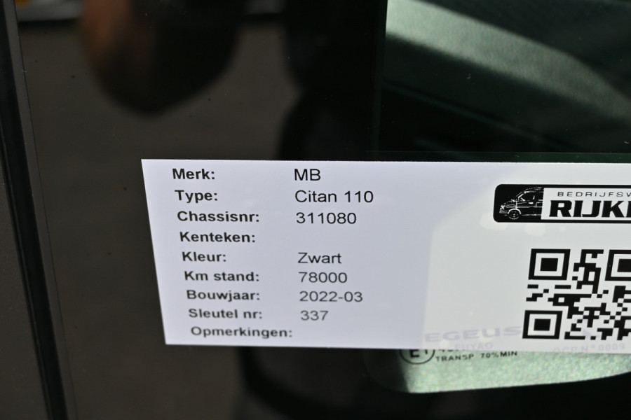 Mercedes-Benz Citan 110 CDI L1 Pro 3 Zitplaatsen, Apple Carplay/Android Auto