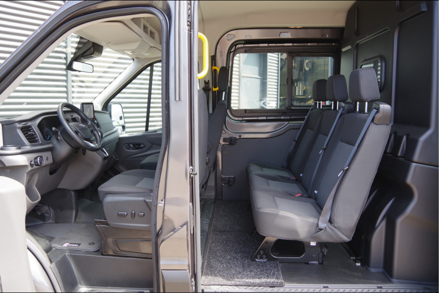 Ford Transit 350 2.0 TDCI L3H2 DC-5P, XENON, 2X SCHUIFDEUR, TREKHAAK, ADAPT. CRUISE, STANDKACHEL, CAMERA, NAVI, AIRCO, STOELVERWARMING, APPLE