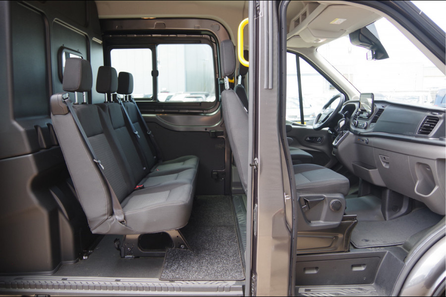 Ford Transit 350 2.0 TDCI L3H2 DC-5P, XENON, 2X SCHUIFDEUR, TREKHAAK, ADAPT. CRUISE, STANDKACHEL, CAMERA, NAVI, AIRCO, STOELVERWARMING, APPLE