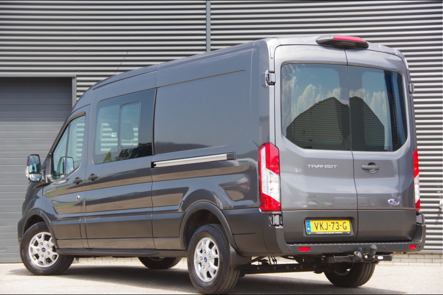 Ford Transit 350 2.0 TDCI L3H2 DC-5P, XENON, 2X SCHUIFDEUR, TREKHAAK, ADAPT. CRUISE, STANDKACHEL, CAMERA, NAVI, AIRCO, STOELVERWARMING, APPLE