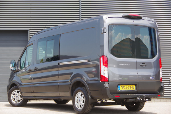 Ford Transit 350 2.0 TDCI L3H2 DC-5P, XENON, 2X SCHUIFDEUR, TREKHAAK, ADAPT. CRUISE, STANDKACHEL, CAMERA, NAVI, AIRCO, STOELVERWARMING, APPLE
