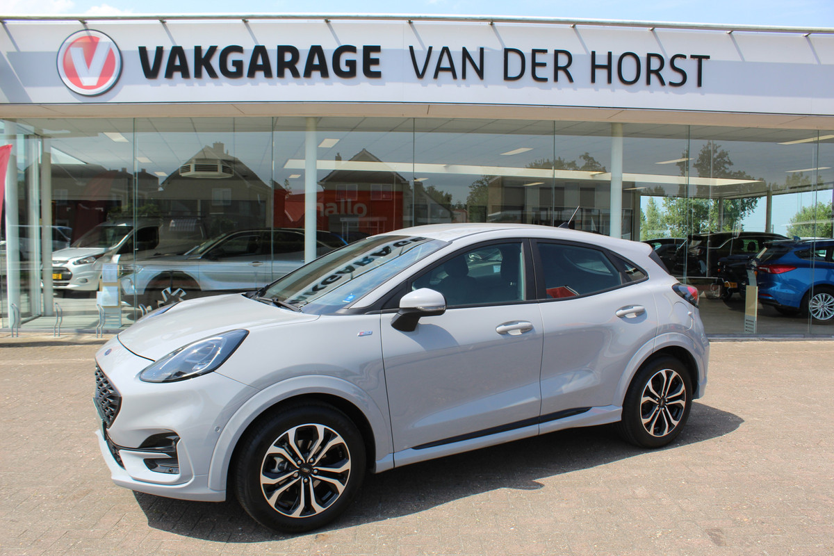 Ford Puma 1.0-125pk EcoBoost Mild-Hybrid ST-Line. Fabrieksgarantie t/m 16-01-2028 ! Autm. airco, navigatie, telefoonvoorb., stoel-, stuur- en voorraamverwarming, camera, parkeersensoren v+a, parkeer assistent, adaptieve cruise control, side- en lane assist etc. Ford Puma 1.0-125pk EcoBoost Mild-Hybrid ST-Line. Fabrieksgarantie t/m 16-01-2028 ! Autm. airco, navigatie, telefoonvoorb., stoel-, stuur- en voorraamverwarming, camera, parkeersensoren v+a, parkeer assistent, adaptieve cruise control, side- en lane assist etc.