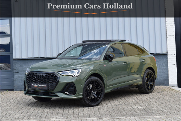 Audi Q3 Sportback 45 TFSI e S-Line Black Ed Uniek District Groen Metallic Pano Memory Navi 360 Camera Leder Trekhaak 20 Inch