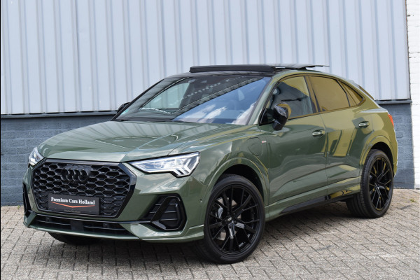 Audi Q3 Sportback 45 TFSI e S-Line Black Ed Uniek District Groen Metallic Pano Memory Navi 360 Camera Leder Trekhaak 20 Inch