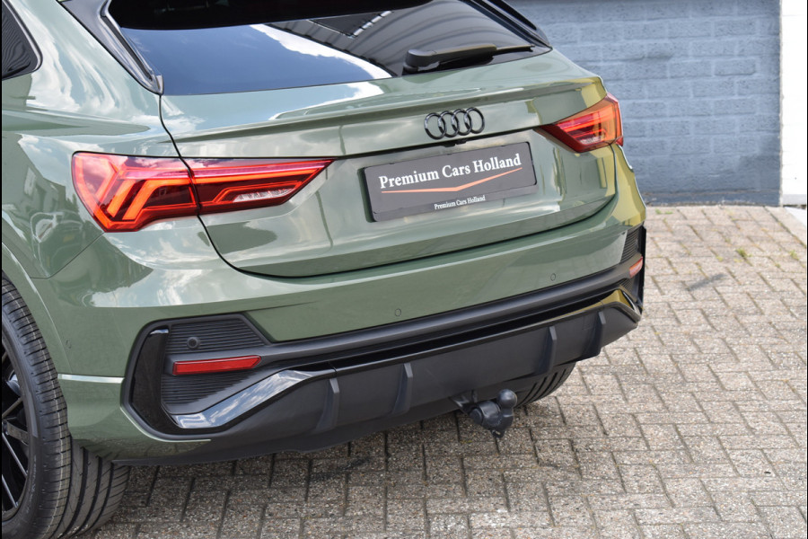 Audi Q3 Sportback 45 TFSI e S-Line Black Ed Uniek District Groen Metallic Pano Memory Navi 360 Camera Leder Trekhaak 20 Inch