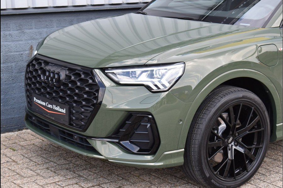 Audi Q3 Sportback 45 TFSI e S-Line Black Ed Uniek District Groen Metallic Pano Memory Navi 360 Camera Leder Trekhaak 20 Inch