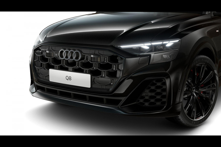 Audi Q8 55 TFSI e quattro Pro Line S 394pk | Rood stiksel / Gordels | Panoramadak | B&O | Vierwielbesturing | Ass.Plus.Remote | Sportstoel Plus | 23'' inch Zwart | Trekhaak |