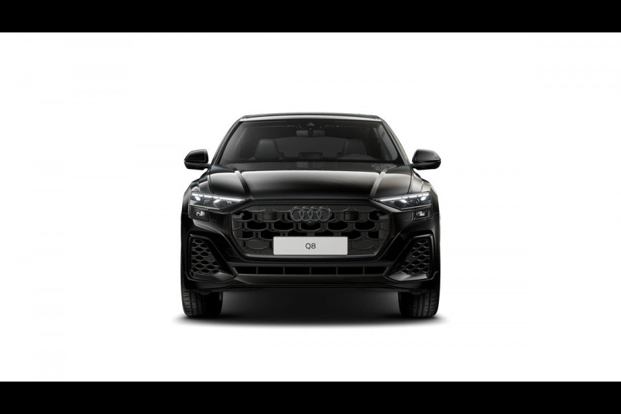 Audi Q8 55 TFSI e quattro Pro Line S 394pk | Rood stiksel / Gordels | Panoramadak | B&O | Vierwielbesturing | Ass.Plus.Remote | Sportstoel Plus | 23'' inch Zwart | Trekhaak |