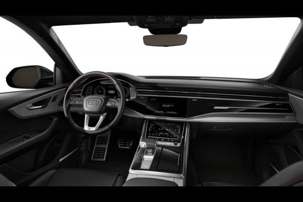 Audi Q8 55 TFSI e quattro Pro Line S 394pk | Rood stiksel / Gordels | Panoramadak | B&O | Vierwielbesturing | Ass.Plus.Remote | Sportstoel Plus | 23'' inch Zwart | Trekhaak |