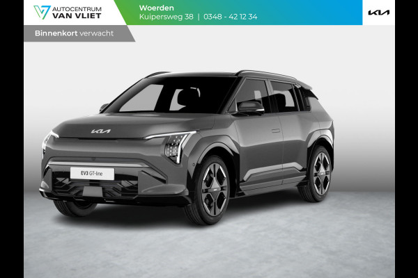 Kia EV3 GT-PlusLine 81.4 kWh | Levering Juni | 600km Rijbereik | Navi | 19" | Adapt. Cruise | Clima | Schuif/Kanteldak | Stoel&Stuurverw. | Priv Glass | BSM | Harman Kardon | HUD | 360 Camera | Private Lease € 644,- Actie !
