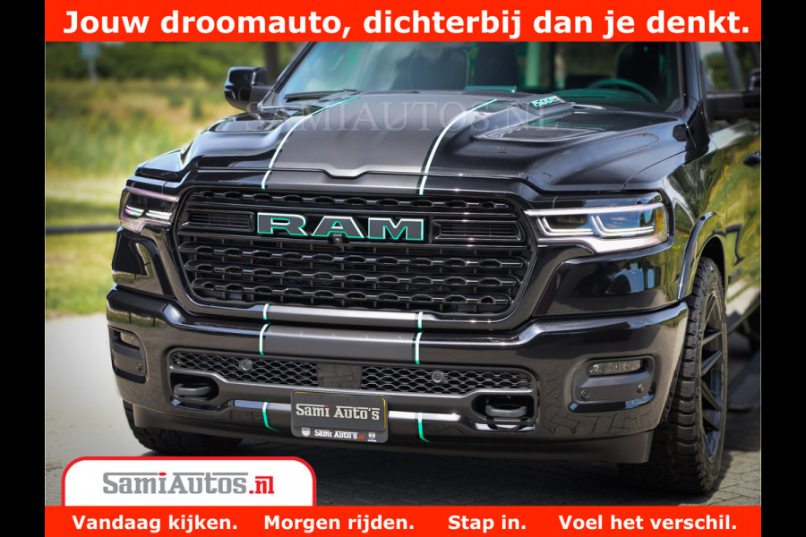 Dodge Ram 1500 Limited Night H.O 540HP 706Nm | Massage + Full Option | De Meest Luxe en Volle Pick-Up in zijn Klasse | Comfortabele Dubbele Cabine met Royale 5 Zitplaatsen | BPM vrij | Nu Leverbaar uit Voorraad | Voorraad Nr 2370 - 5411