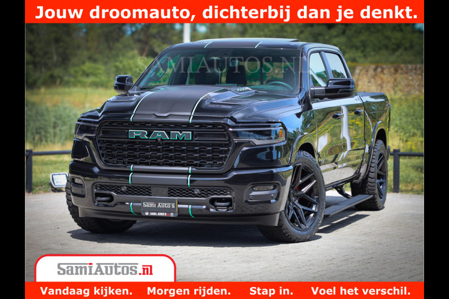 Dodge Ram 1500 Limited Night H.O 540HP 706Nm | Massage + Full Option | De Meest Luxe en Volle Pick-Up in zijn Klasse | Comfortabele Dubbele Cabine met Royale 5 Zitplaatsen | BPM vrij | Nu Leverbaar uit Voorraad | Voorraad Nr 2370 - 5411